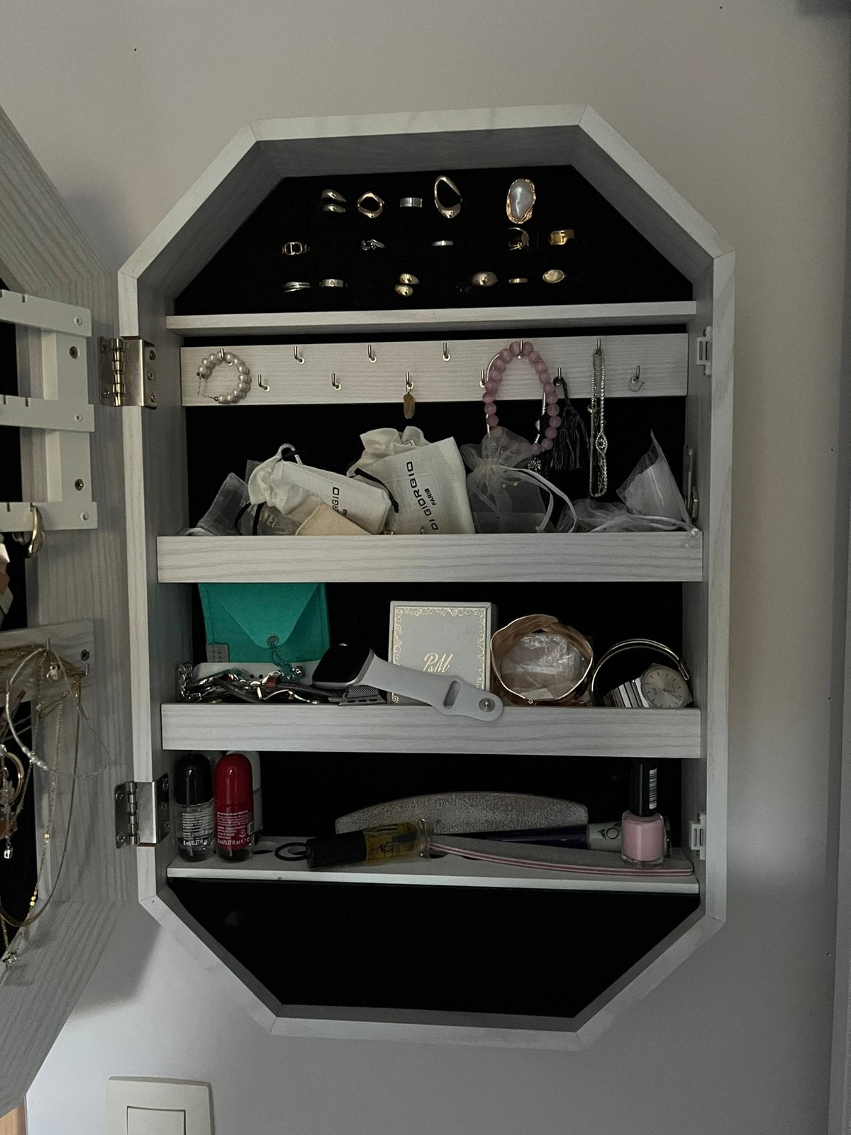 Armoire a bijoux mural avec miroir, Maison & Meubles, Moins de 25 cm, Moins de 100 cm, Enlèvement, Utilisé