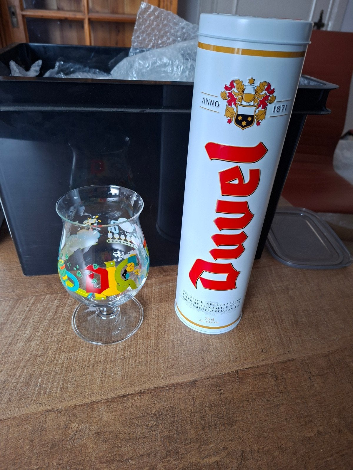 Duvel glas + lege koker, Ophalen, Nieuw, Overige typen, Duvel