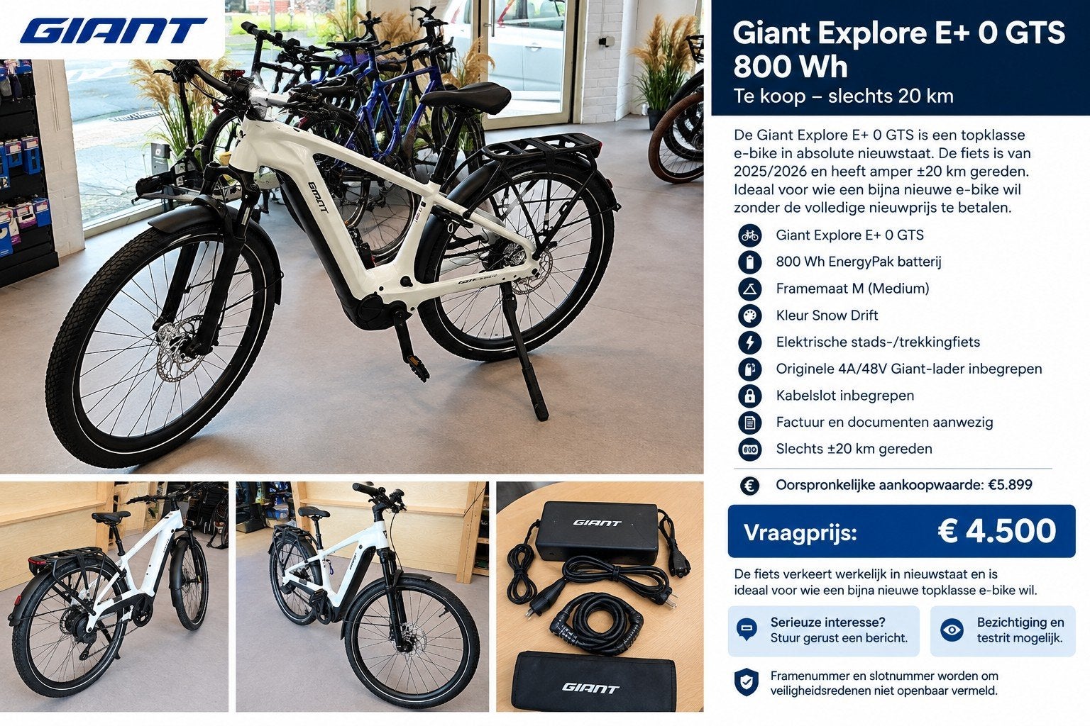 Giant Explore E+O GTS 800Wh, Vélos & Vélomoteurs, Enlèvement