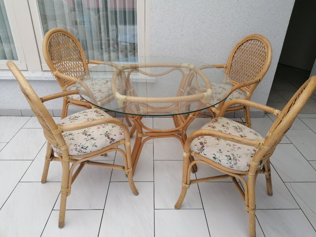 Bamboe Tuinset - Tafel, Stoelen, Zetels & Rekken, Tuin en Terras, Ophalen, Overige materialen, Gebruikt, Bijzettafel