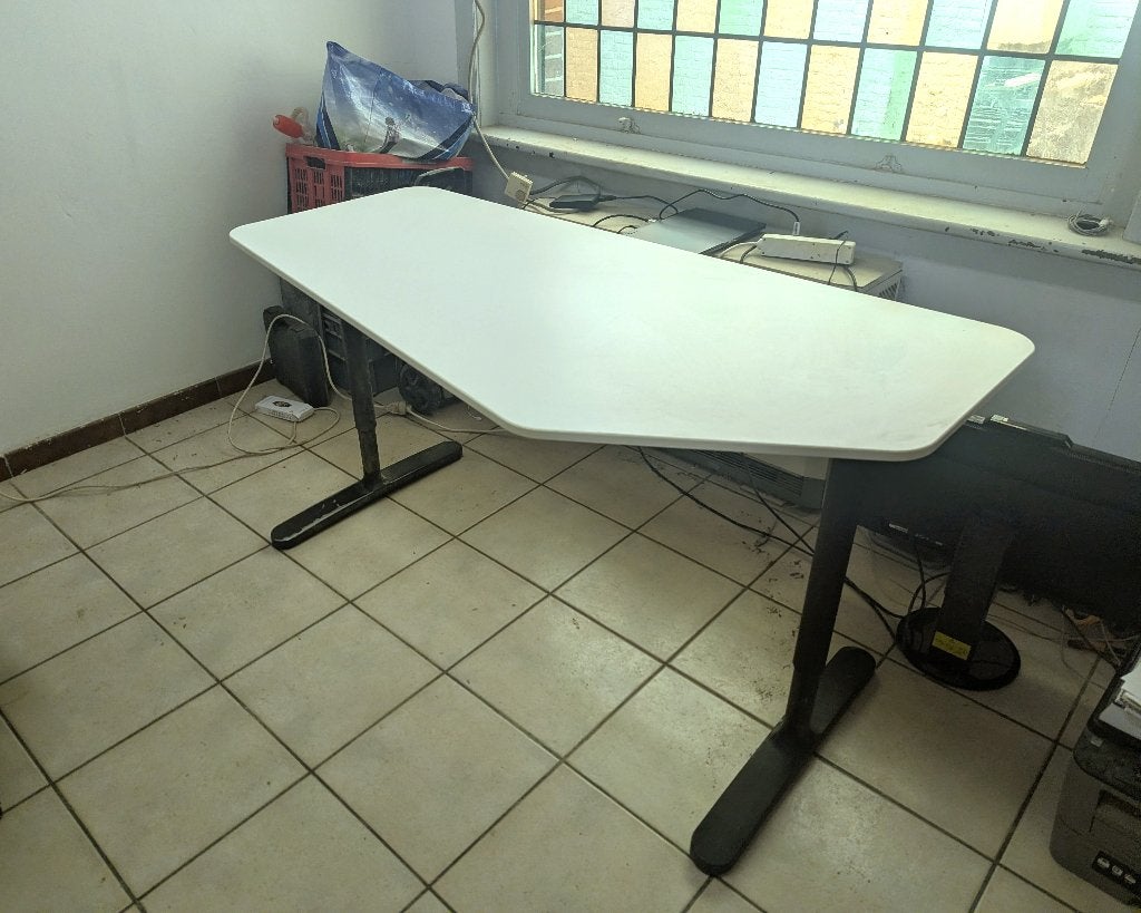 Moderne Bureautafel wit tafelblad 160x80, Maison & Meubles, Bureaux, 160 cm, Bureau d'écolier, Métal, Enlèvement