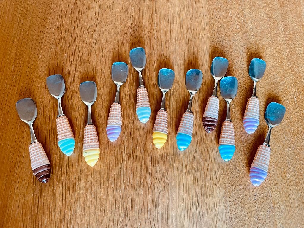 vintage ijslepeltjes dessertlepeltjes lepeltjes, Antiek en Kunst, Ophalen of Verzenden