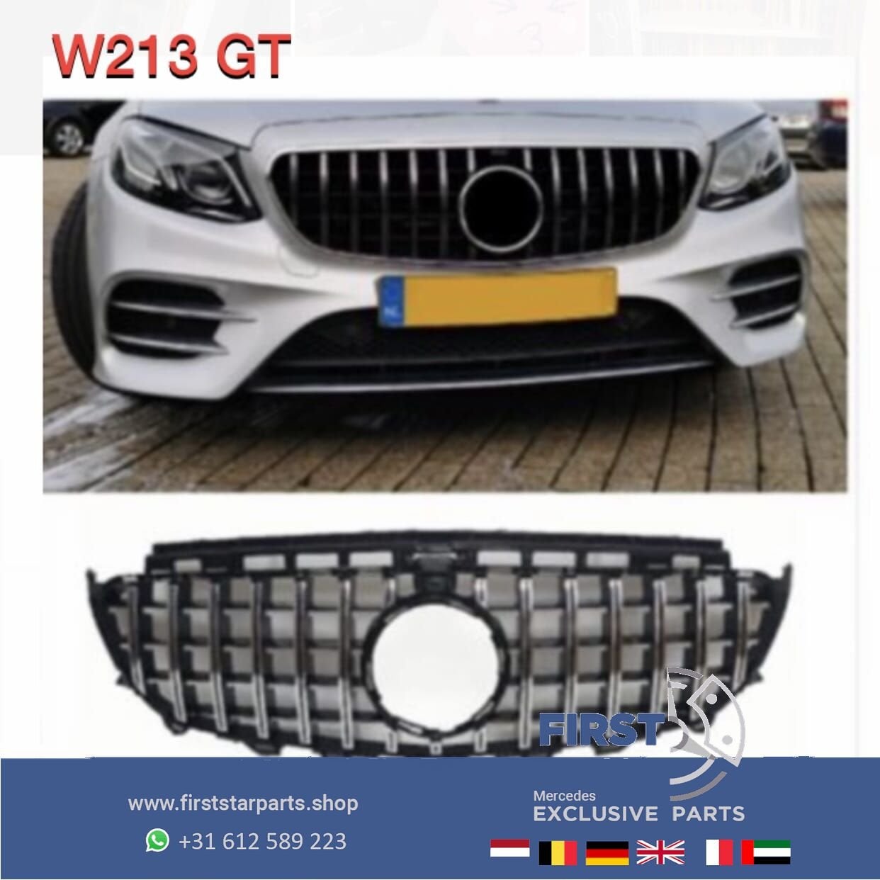 W213 W238 E KLASSE 2016-2019 GT LINE GRIL PANAMERICANA GRILL, Gebruikt, -, Ophalen of Verzenden, -