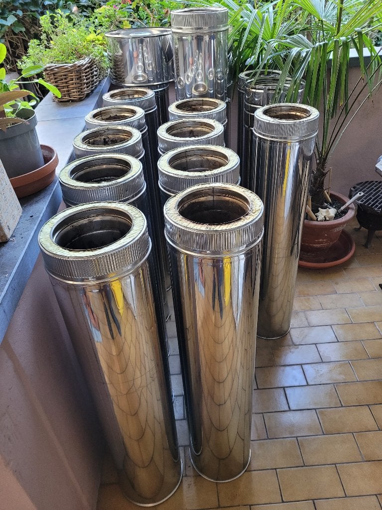 Lot complet conduit cheminée Double Paroi Isolé (DPI), Enlèvement, Utilisé, Cheminée sur pied, Cheminée au bois