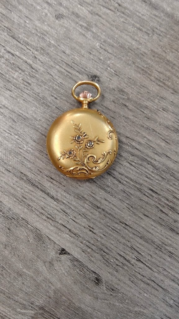 Zwitsers 18K Zak Horloge Dames, Handtassen en Accessoires, Horloges | Antiek, Zakhorloge, Ophalen, Overige merken, Goud