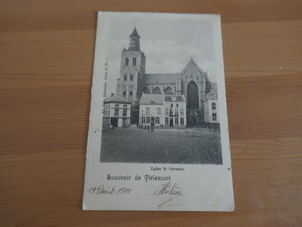 tienen souvenir de tirlemont église st germain, Verzamelen, Postkaarten | België, Verzenden, Gelopen, Vlaams-Brabant