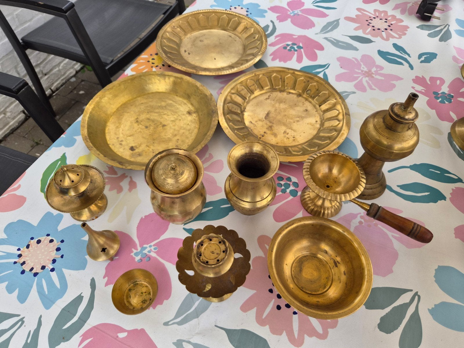 Complete Antieke Messing Puja Offerset – 11-delige Hindoeïst, Antiek en Kunst, Ophalen