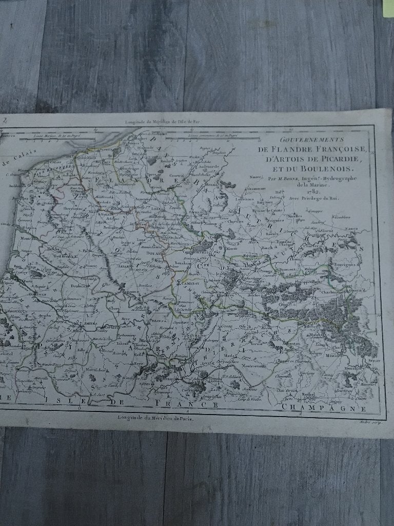 Cartes geographique flandre francoise d artois 1786, Livres, Enlèvement ou Envoi, Utilisé, France, Avant 1800