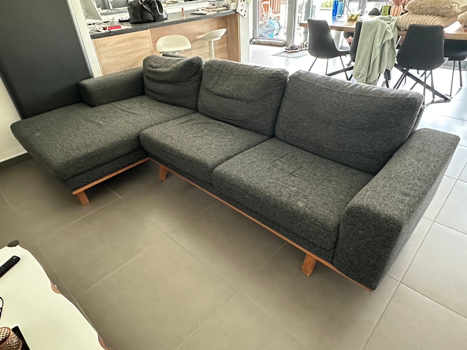 Zetel met lang stuk, Huis en Inrichting, Ophalen, Gebruikt, Stof