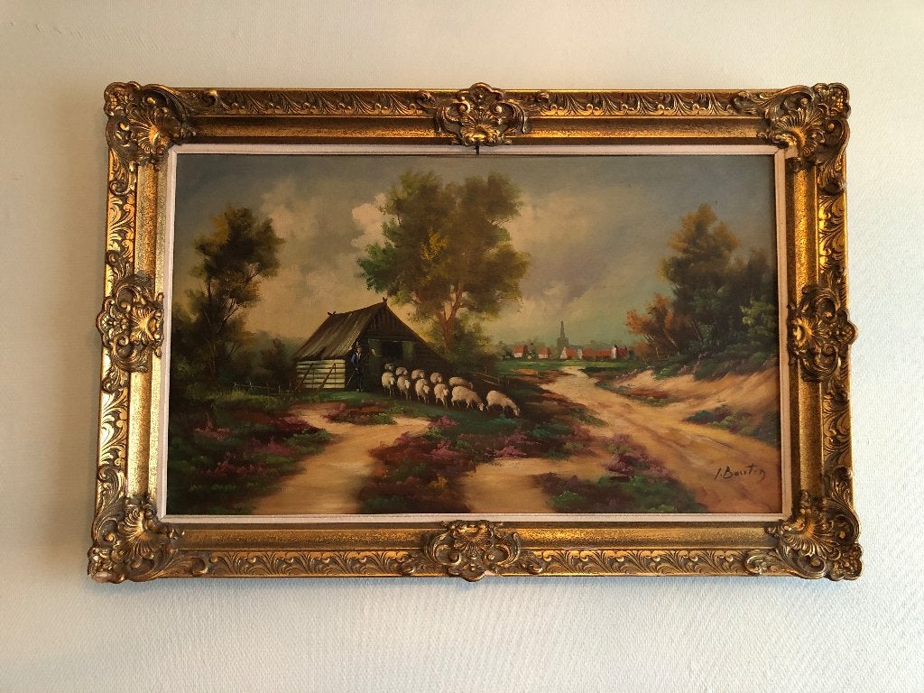 mooi schilderij op doek van J. Bouten 120 cm op 78 cm, Antiek en Kunst, Kunst | Schilderijen | Klassiek, Ophalen, Doek