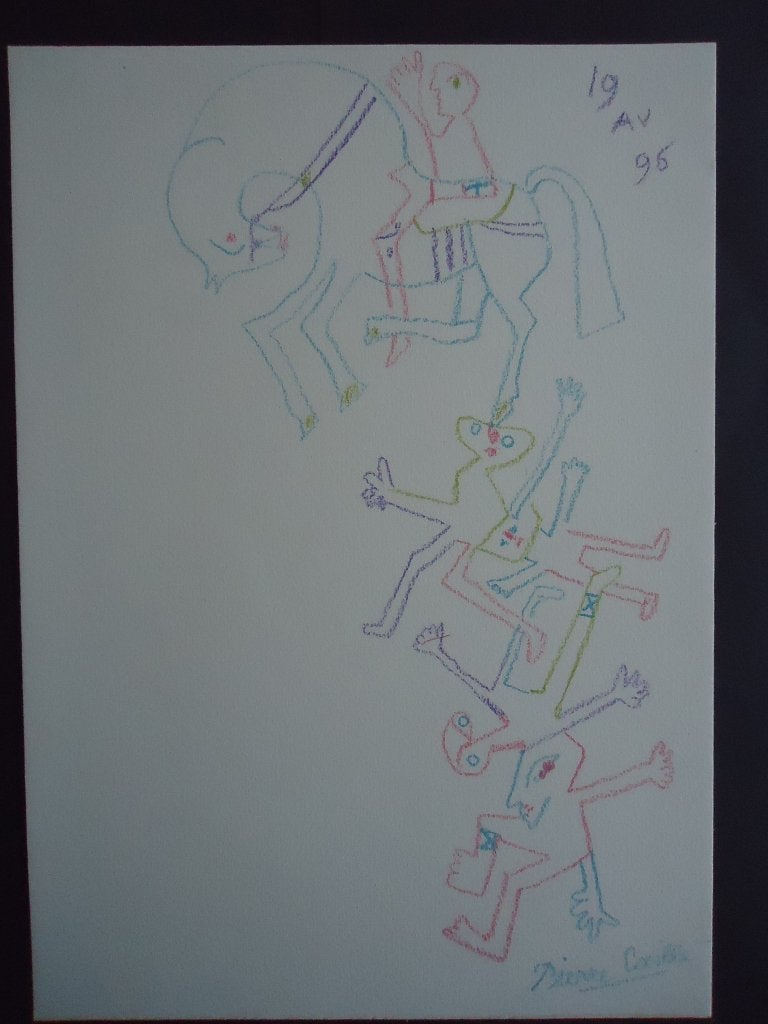 2 figurines tombantes à la craie et au pastel Pierre CAILLE, Antiquités & Art, Enlèvement ou Envoi, Pastel, Figures