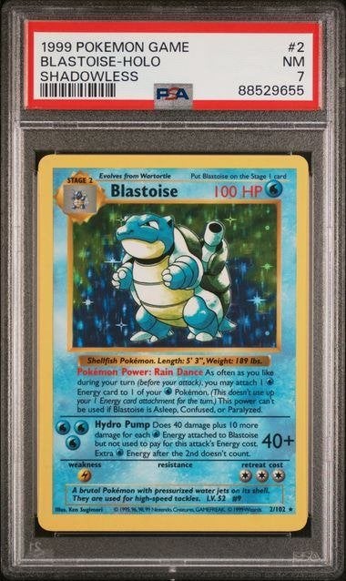 2/102 blastoise shadowless psa 7, Hobby en Vrije tijd, Ophalen of Verzenden