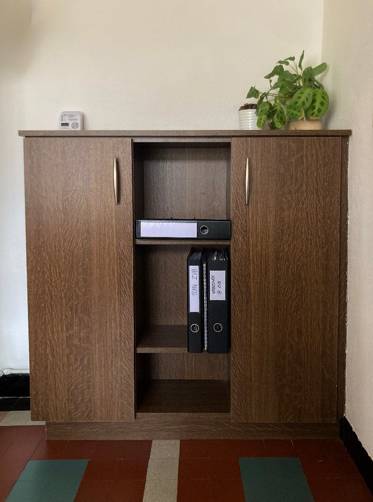 Vintage donkere houten kast 110 x 110 x 35 cm, Huis en Inrichting, Kasten | Wandmeubels, Zo goed als nieuw, 100 tot 150 cm, Minder dan 150 cm