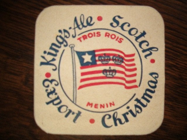 Tapis à bière Trois Rois Menen 6 : 95 x 95 mm, Enlèvement ou Envoi, Utilisé, Sous-bock