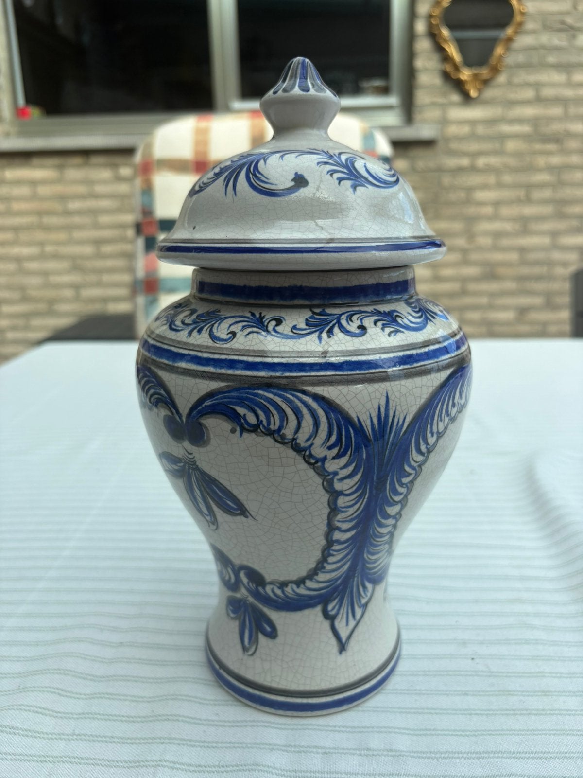 Vintage handgeschilderde dekselvaas uit Alcobaça, Portugal, Enlèvement