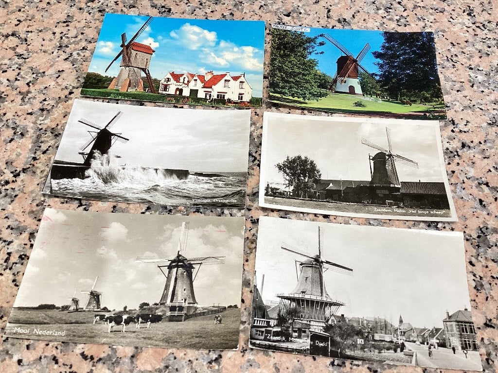 Lot van 6 postkaarten met MOLEN, Enlèvement ou Envoi, 1960 à 1980, Bâtiment