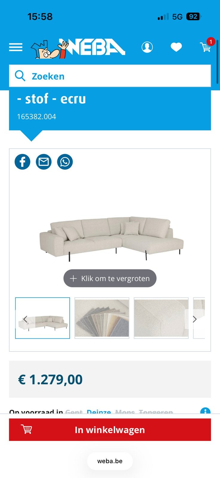 Weba Celaya zetel, Ophalen, Zo goed als nieuw