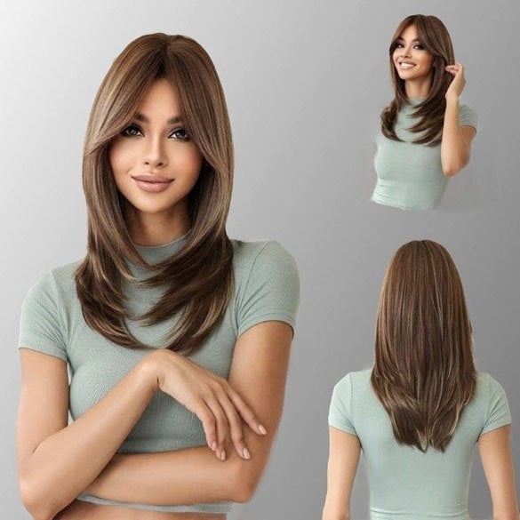 Pruik schouderlang haar in laagjes model Malou, Handtassen en Accessoires, Uiterlijk | Haarverzorging, Ophalen of Verzenden, Nieuw