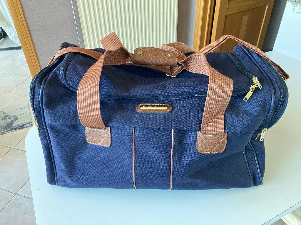 Reistas Samsonite (blauw / bruin), Bijoux, Sacs & Beauté, Neuf, Enlèvement ou Envoi, Moins de 35 cm, Bleu