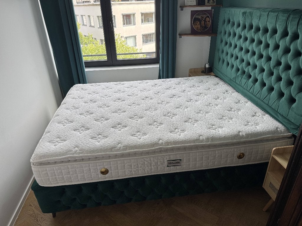 Lit coffre de luxe 160x200 – comme neuf, Tissu, Comme neuf, Luxe, gecapitonneerd, chesterfield, 200 cm