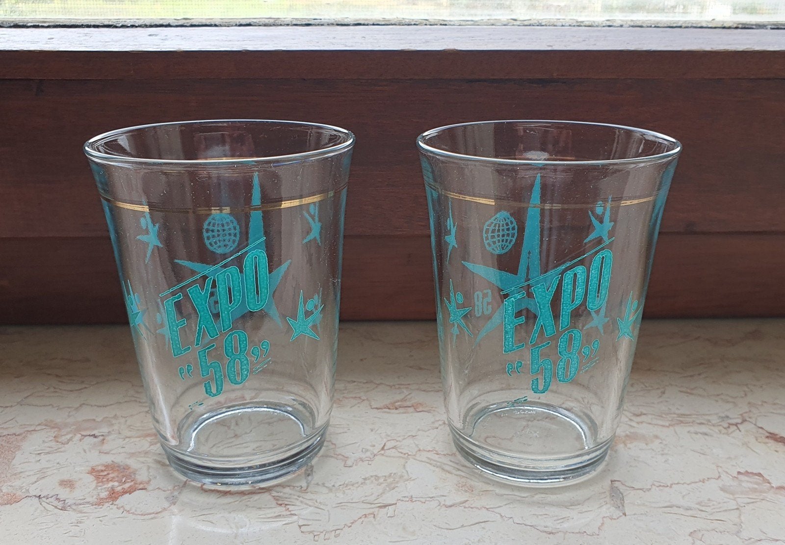 2 verres Expo 58, Ophalen of Verzenden