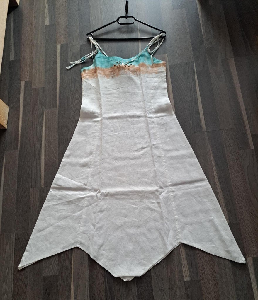 Zomerjurk linnen, S/M, Kleding | Dames, Maat 38/40 (M), Wit, Ophalen of Verzenden, Zo goed als nieuw