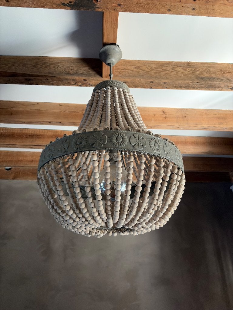Light & Living Luna hanglamp met houten kralen, Ophalen, Zo goed als nieuw, Hout