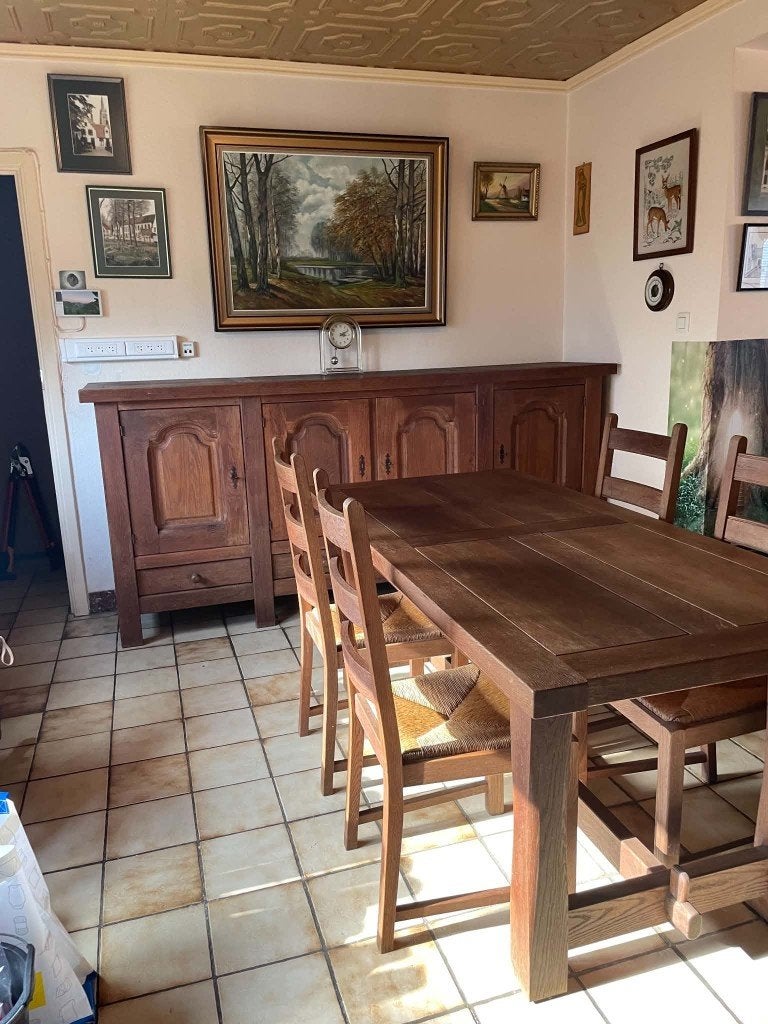 Ensemble salle à manger bois massif, Enlèvement, Utilisé, Meuble de ferme, 4 à 6 chaises