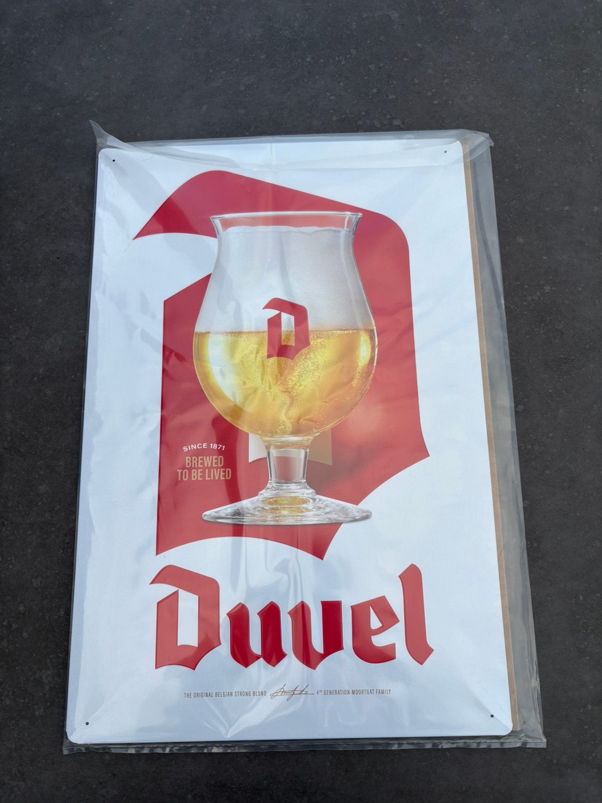 Blikke plaat duvel, Verzamelen, Ophalen, Zo goed als nieuw, Reclamebord, Plaat of Schild, Duvel