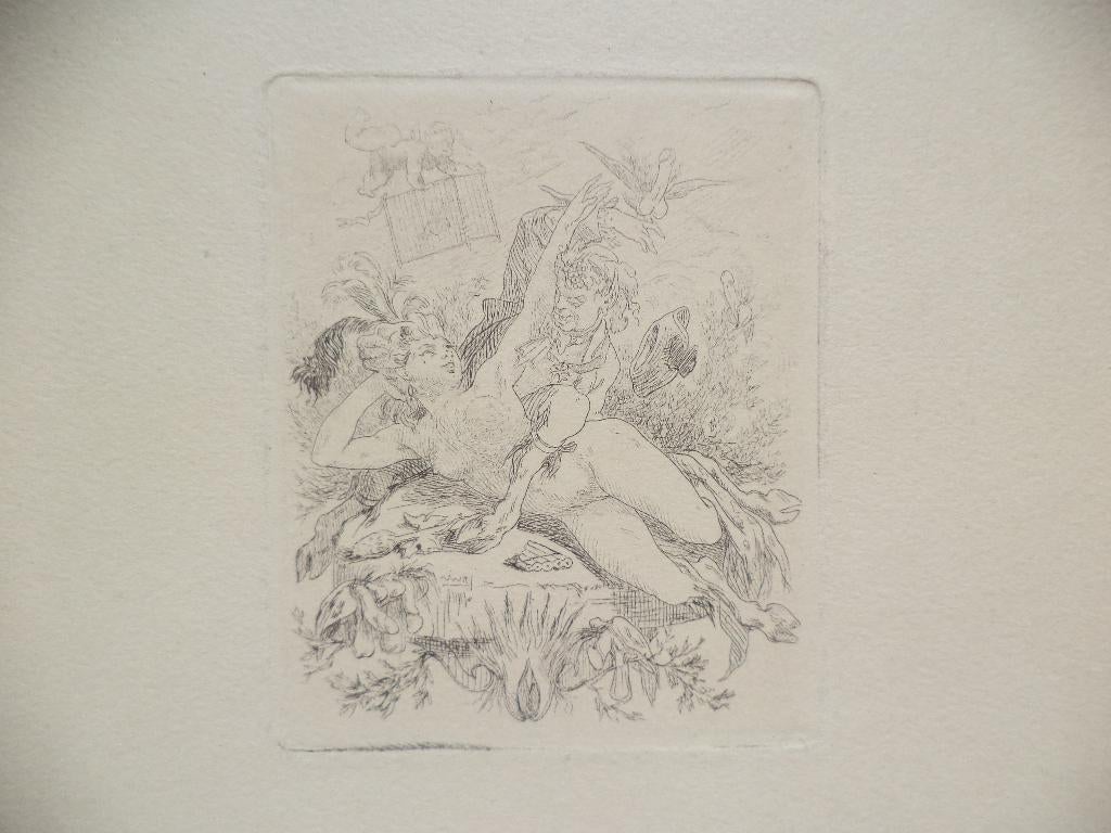 erotische ets 'La Tentation' 1867 Félicien Rops (1833–1898), Enlèvement ou Envoi, Eau-forte