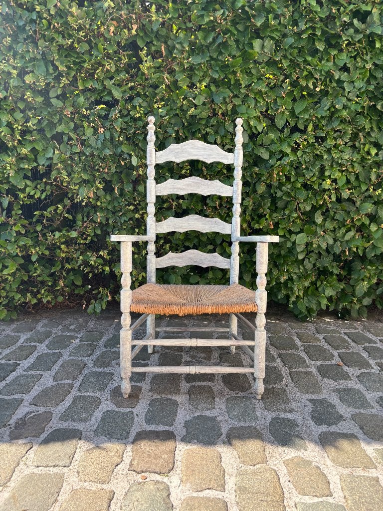 Vergrijsde stoel met rotan zitvlak, Antiek en Kunst, Ophalen