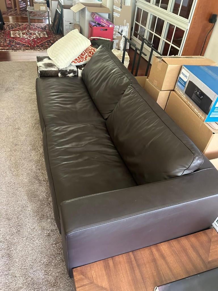 Minotti 3-delige modulaire zetel, donkerbruin leer, Ophalen, Gebruikt, Leer, Modern Italiaans topdesign