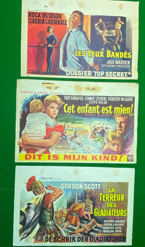 3 originele bioscoopposters uit de jaren 60, Verzamelen, Ophalen of Verzenden