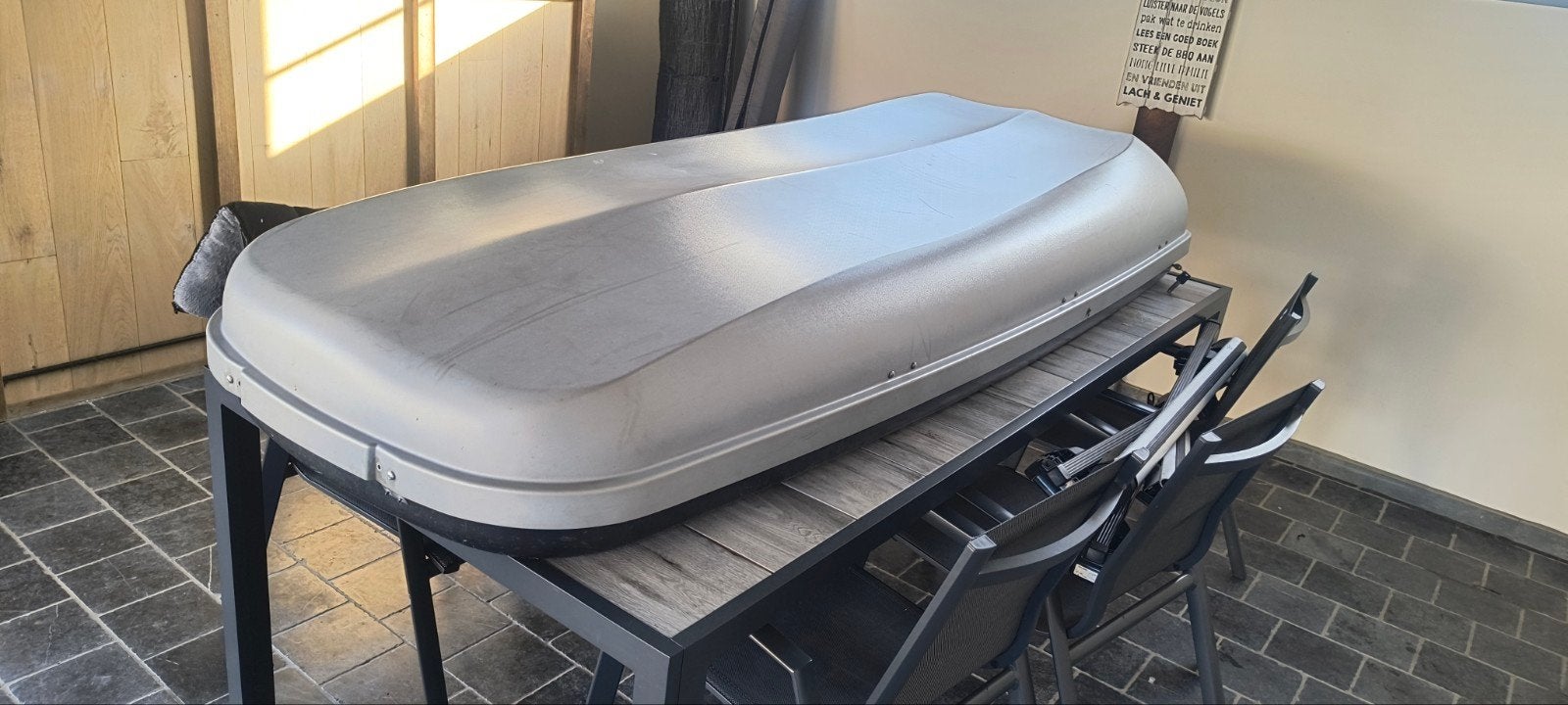 Grote dakkoffer 240 cm + 2 paar dakdragers, Ophalen, Gebruikt