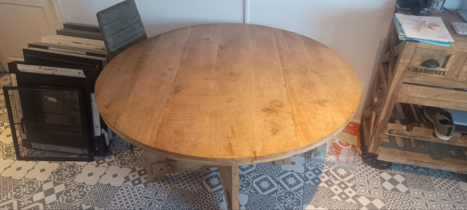 Eettafel rond model Mangohout, Ophalen, Rond, Overige houtsoorten