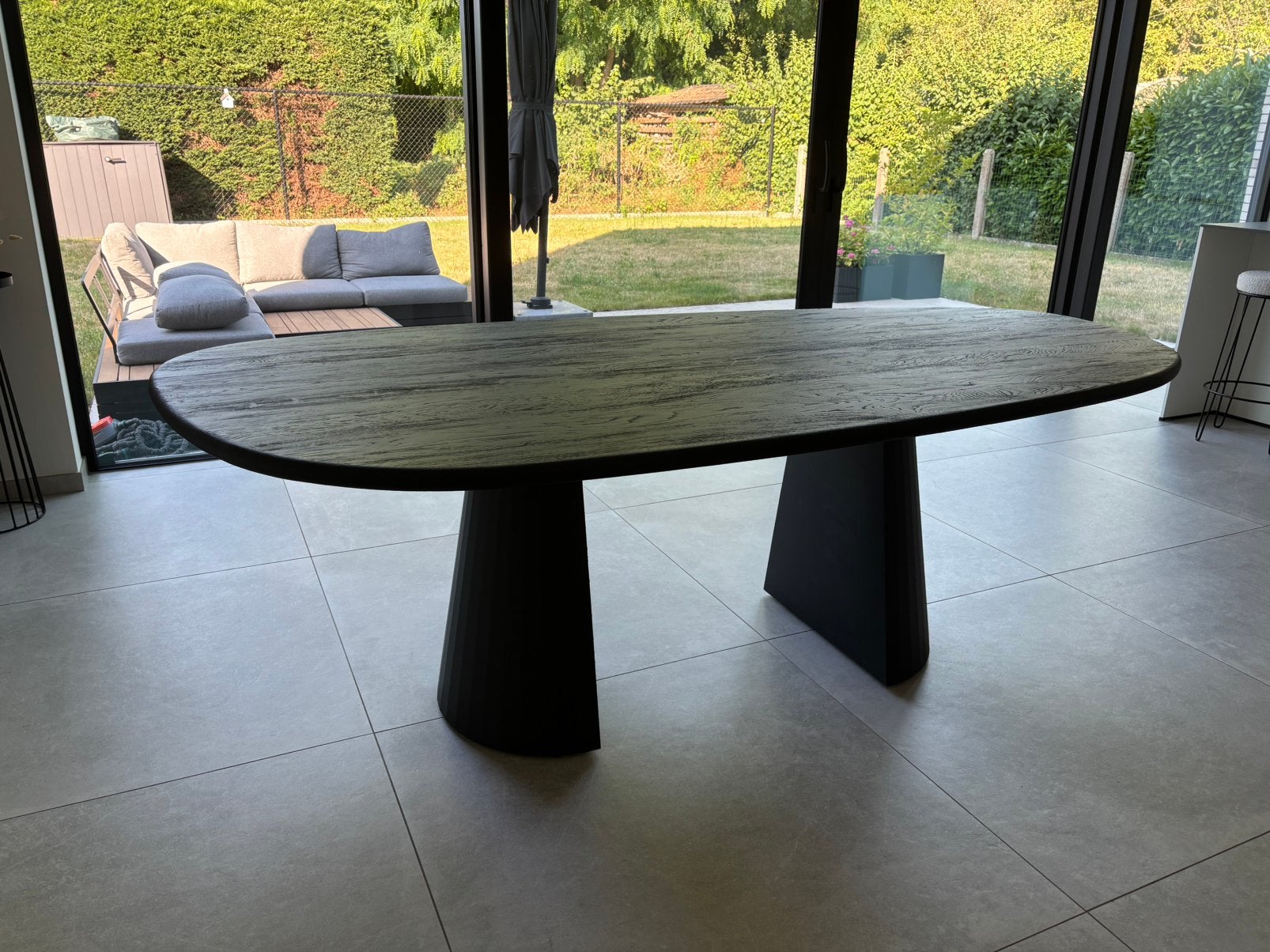 Eettafel te koop - 240 cm zwart, Comme neuf, 100 à 150 cm, Enlèvement, Chêne