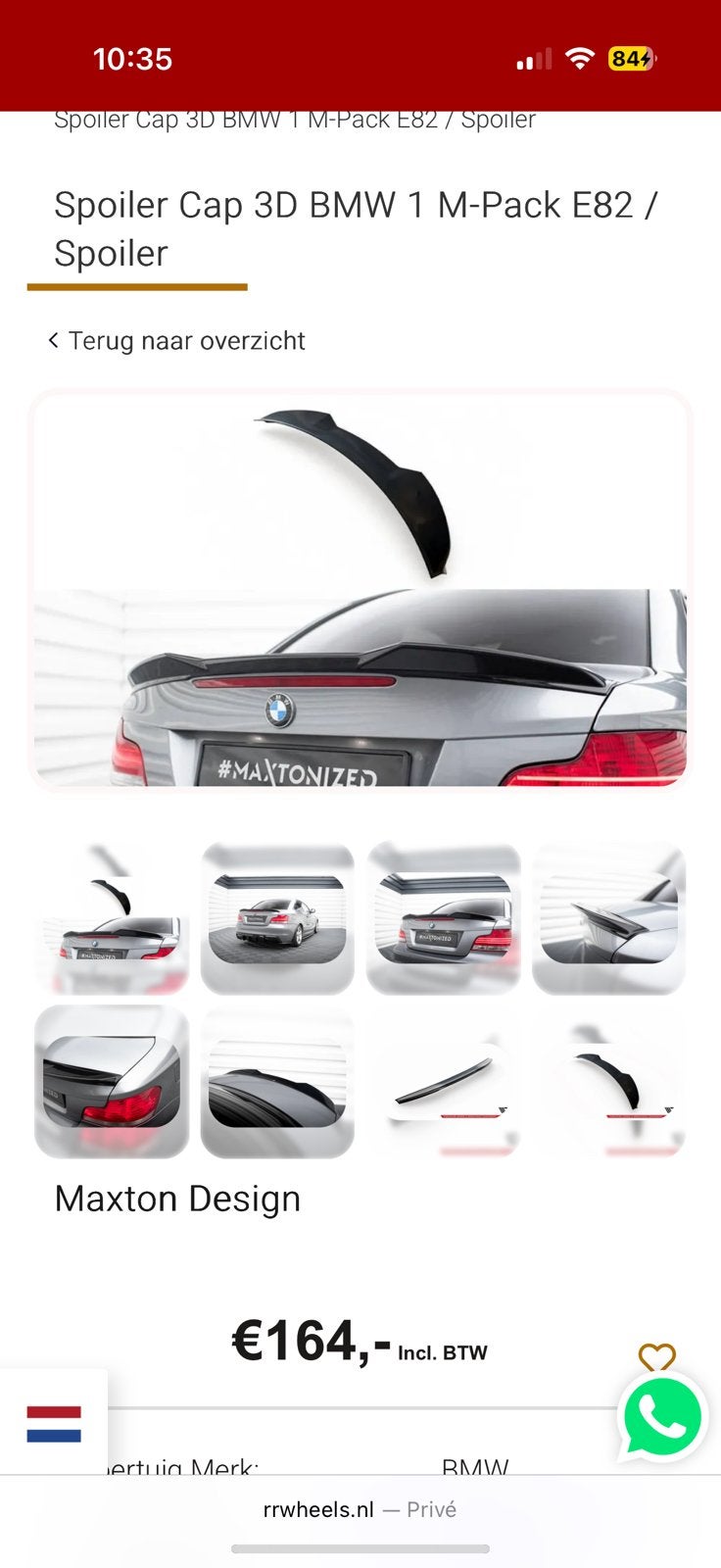 Nieuwe spoiler bmw E82, Ophalen