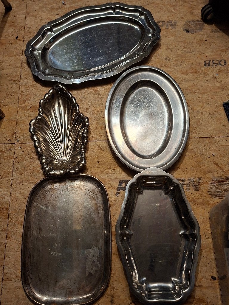 Lot de 5 plateaux en inox, Enlèvement ou Envoi