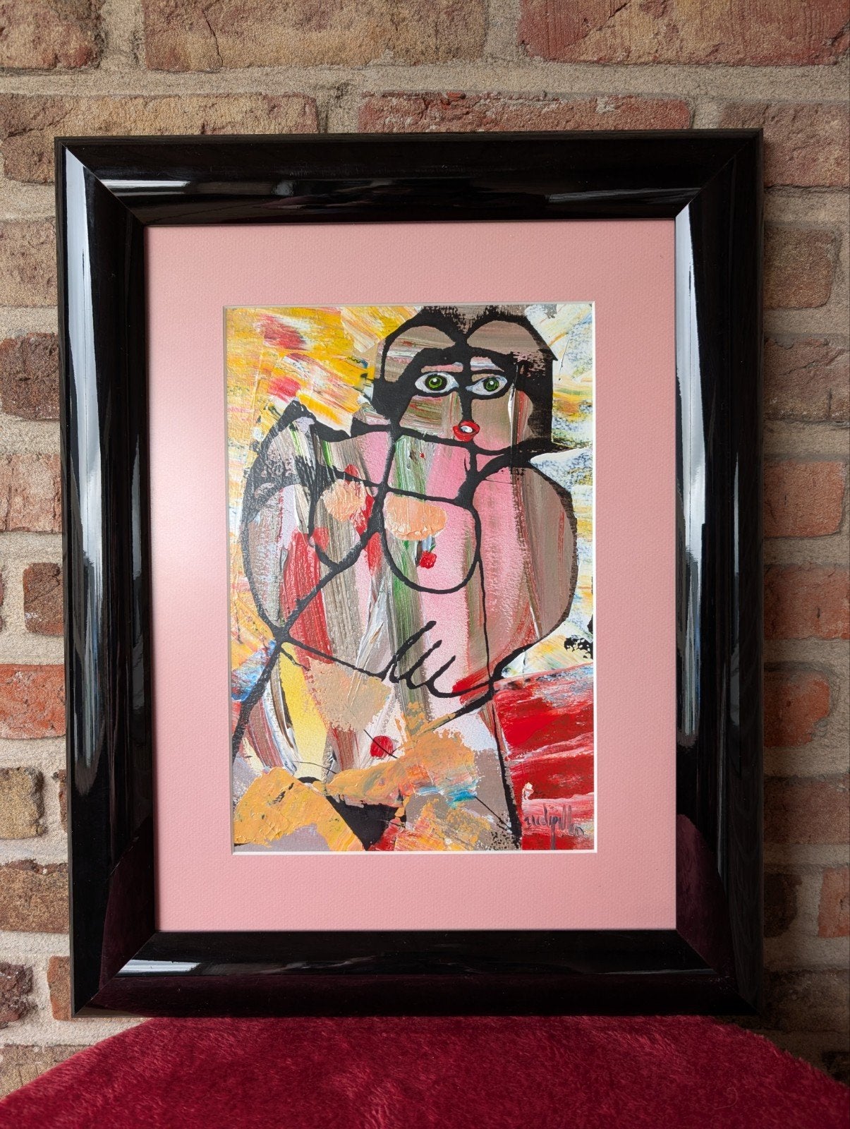 Rudi Pillen olieverf op papier, Antiek en Kunst, Ophalen, Glas, Olieverf