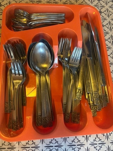 Bestek Shell Roos (vintage), Enlèvement, Utilisé, Couverts individuels