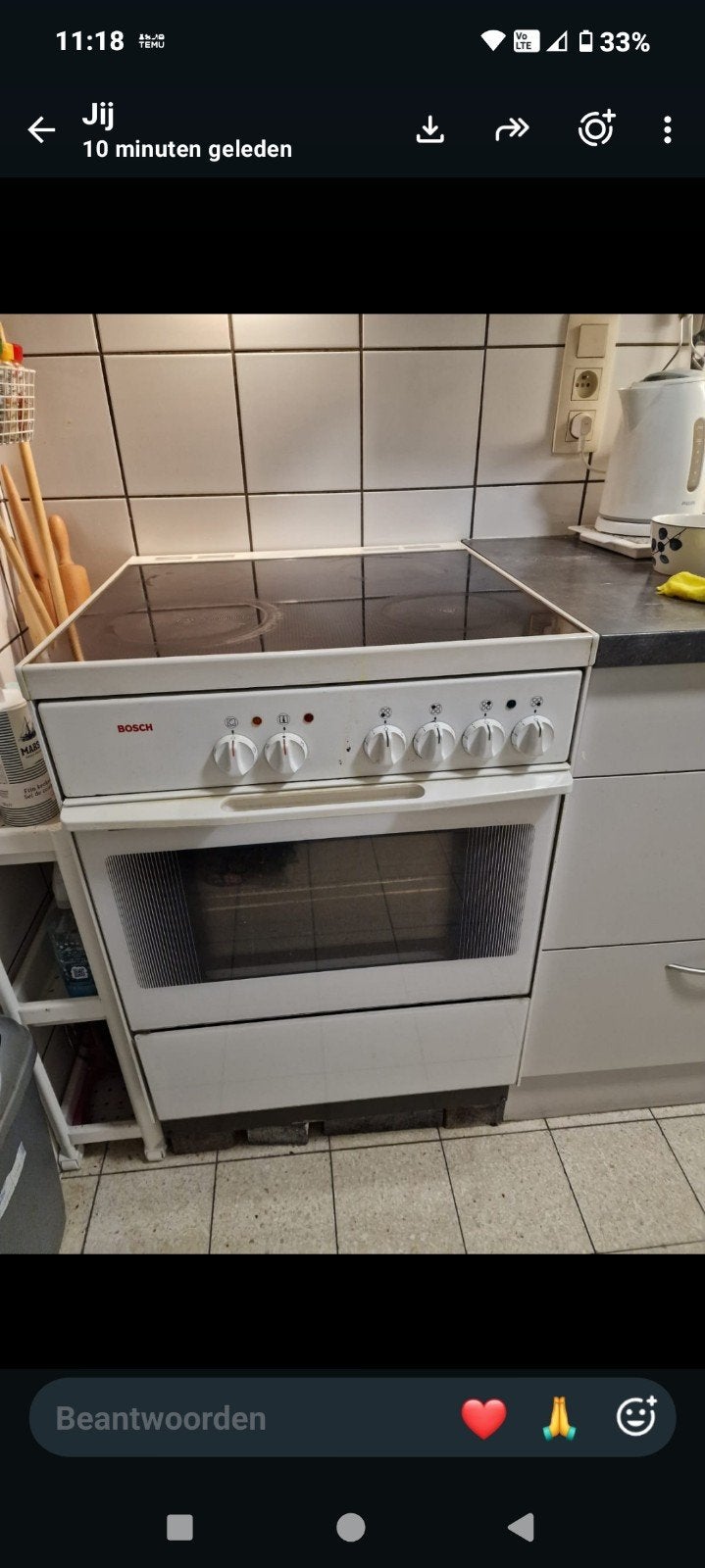Fornuis Bosch, Elektronische apparatuur, Ophalen, Gebruikt, 4 kookzones, Vrijstaand