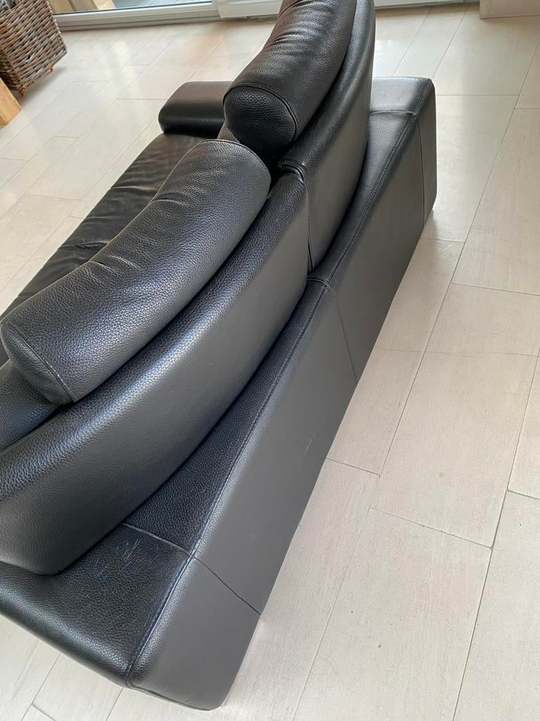 Zwarte lederen Natuzzi 3+2 zit, Enlèvement, Utilisé, Quatre personnes ou plus, Cuir
