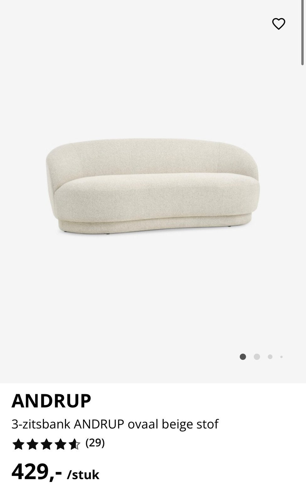 Andrup JYSK bankje, Huis en Inrichting, Ophalen, 150 tot 200 cm, Stof, Driepersoons