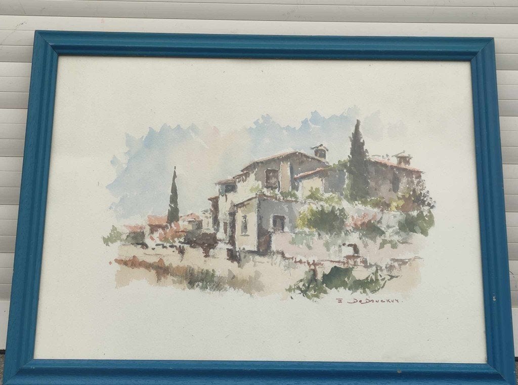 aquarelle signe e dedoncker, Antiquités & Art, Enlèvement ou Envoi