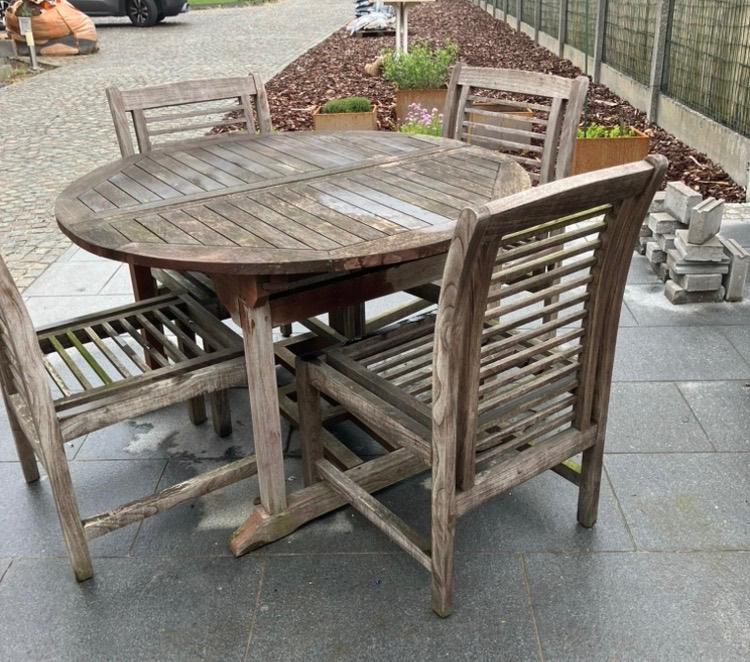 tuinset in teak, Ophalen, Gebruikt, Teakhout