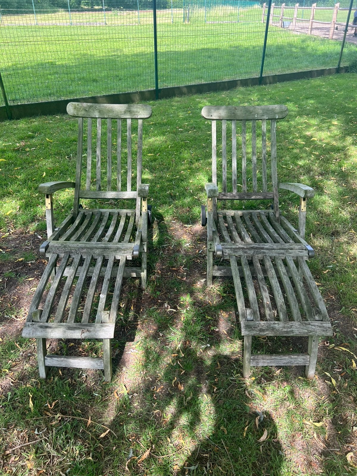 Ligbedden teak, Tuin en Terras, Ligbedden, Ophalen, Gebruikt, Hout, Inklapbaar