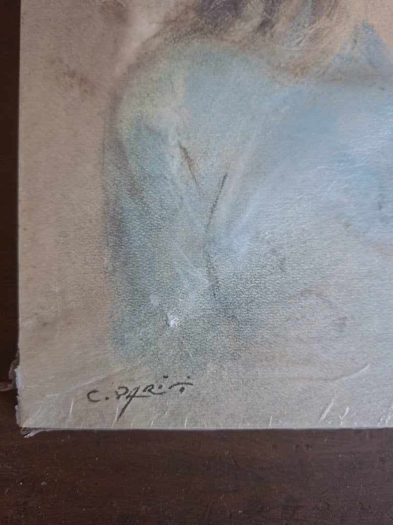 2 vintage portretten C.Parisi, Antiek en Kunst, Kunst | Schilderijen | Klassiek, Ophalen, Paneel, Portret of Personen, Gesigneerd