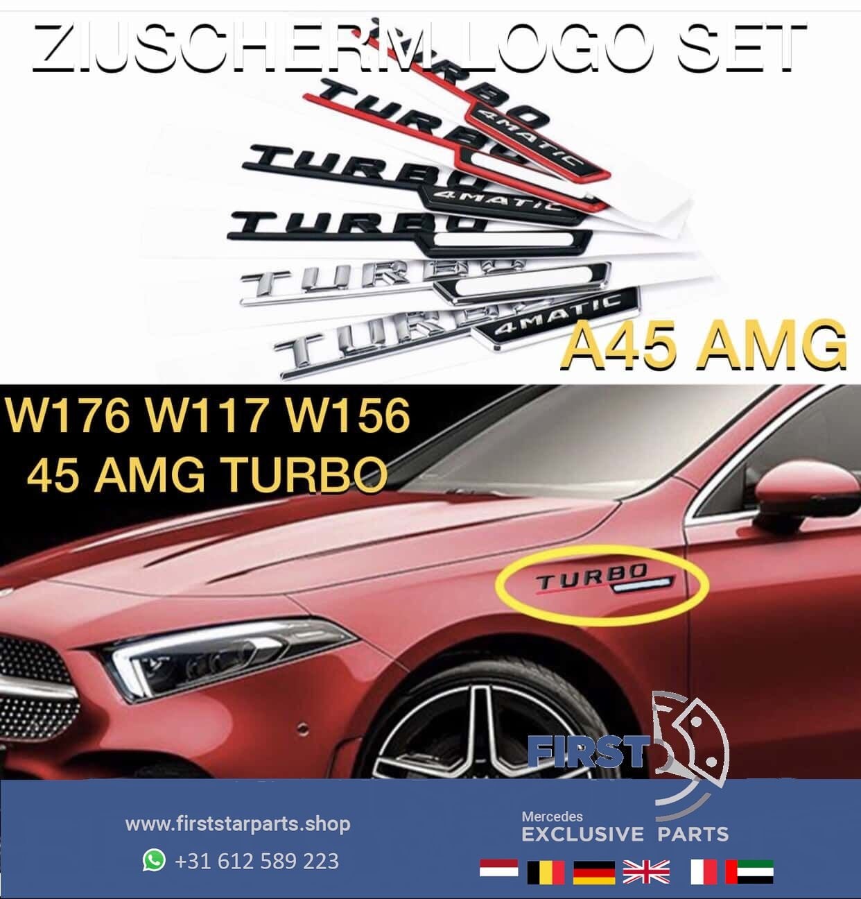 Mercedes A CLA GLA 4 MATIC 35 45 AMG EMBLEMEN SET LOGO LINKS, Utilisé, -, -, Enlèvement ou Envoi