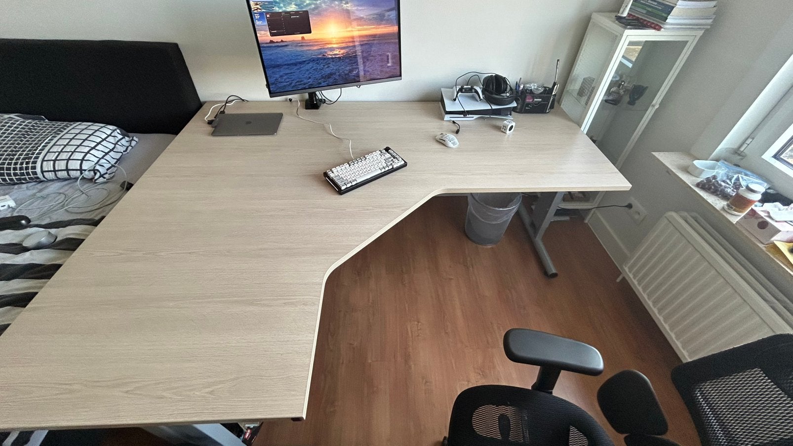 Grote bureau, Maison & Meubles, Bureaux, Enlèvement, Réglable en hauteur, Comme neuf, Bureau d'angle