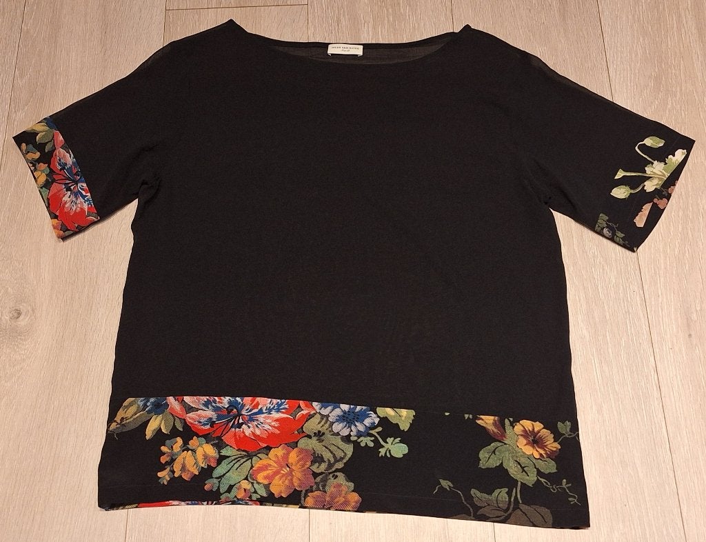 Vintage transparante zijden blouse, Dries Van Noten, maat 38, Kleding | Dames, Maat 38/40 (M), DRIES VAN NOTEN, Zwart, Ophalen of Verzenden